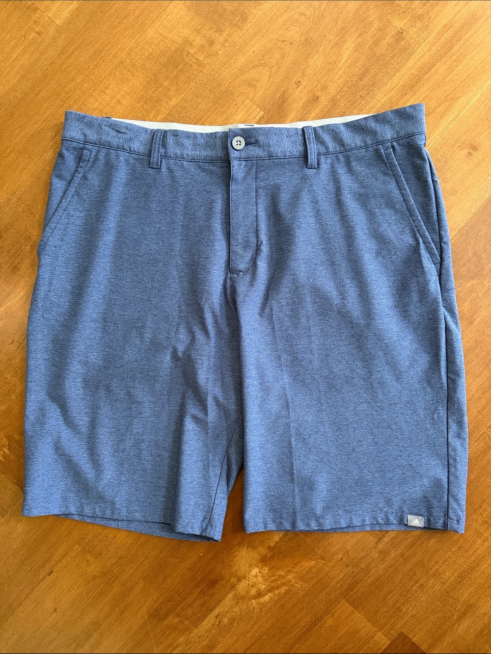 ADIDAS Heather-Blue Flat-Front Performance Short
